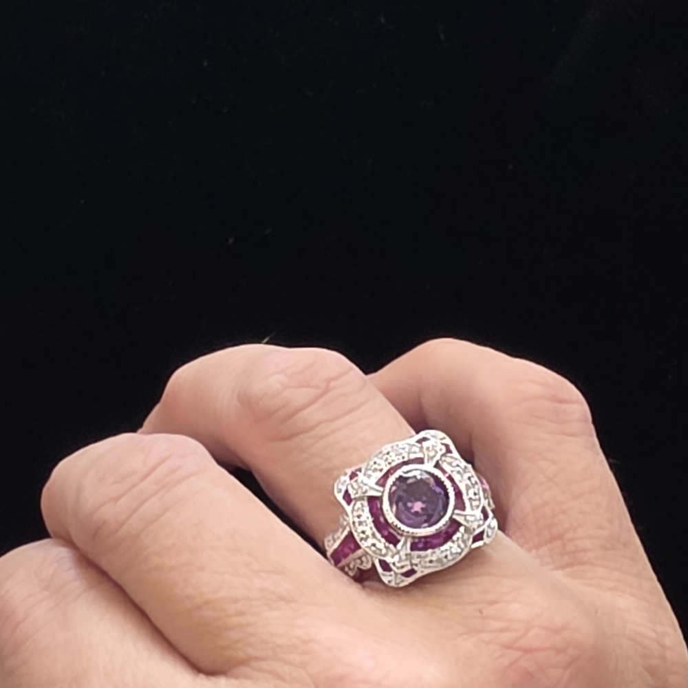 Elegant Purple and Silver Women's Ring